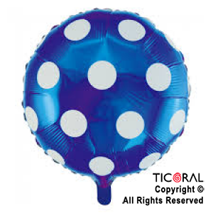 GLOBO MYLAR REDONDO 18  LUNARES PLATA FONDO AZUL ENVASADO HS7958-H-6 X 1